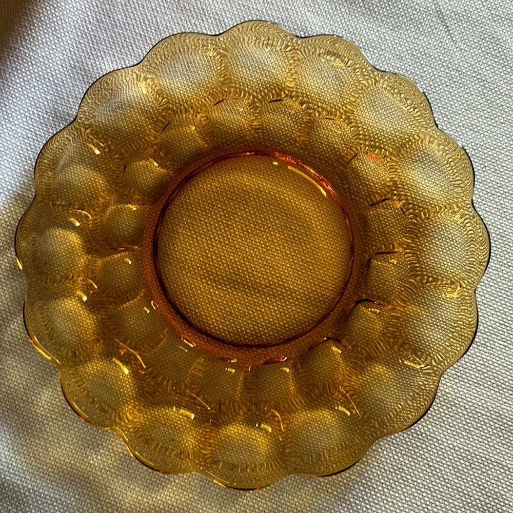 Vintage Amber Thumbprint Honeycomb salad/dessert dishes